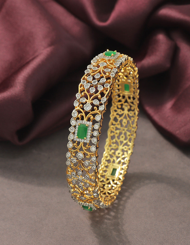Designer Zirconia GJ Floral Emerald Bangle