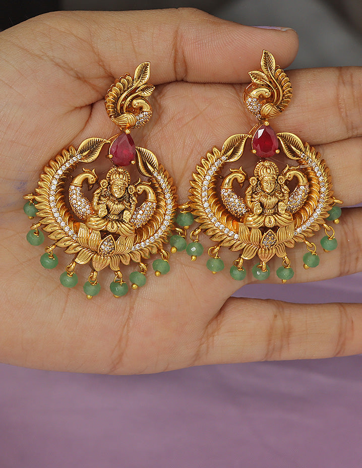 Lakshmi Devi Big Buttalu Designs Temple Jewellery 22K Gold