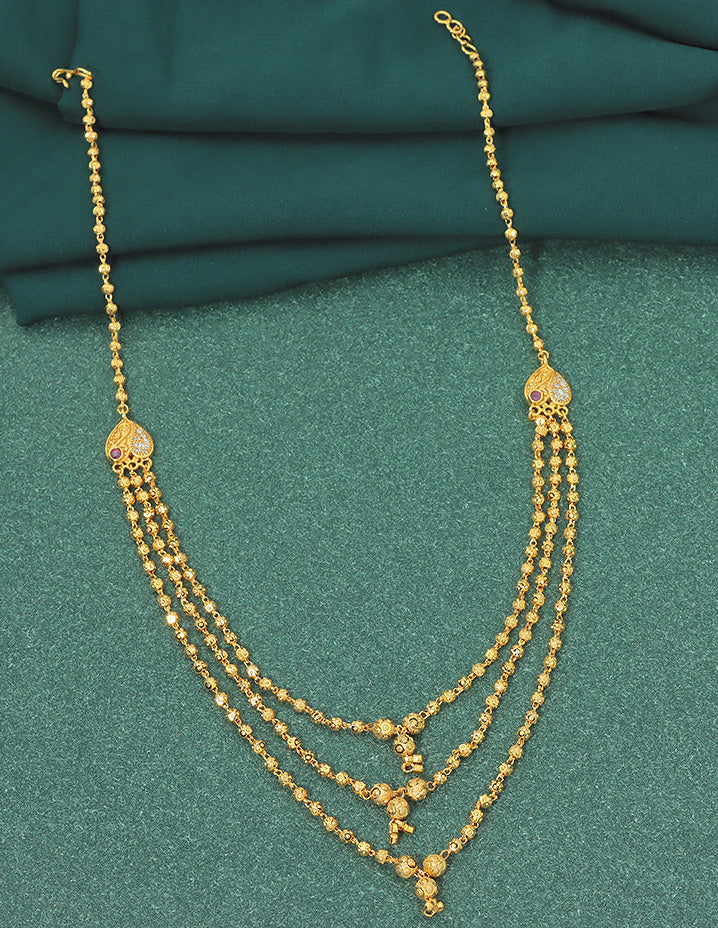 Designer Triveni Gold Bead Haaram Thali Chain
