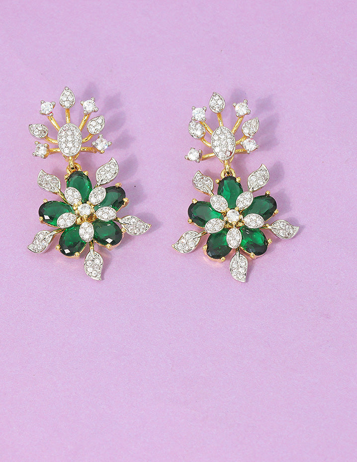 Designer GJ Polish Zirconia Floral Necklace Set