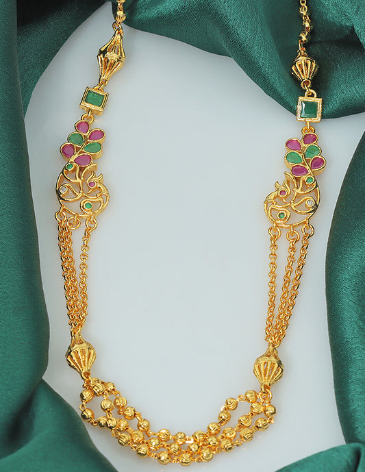 Designer Peacock Charm Temple Necklace Thali Chain