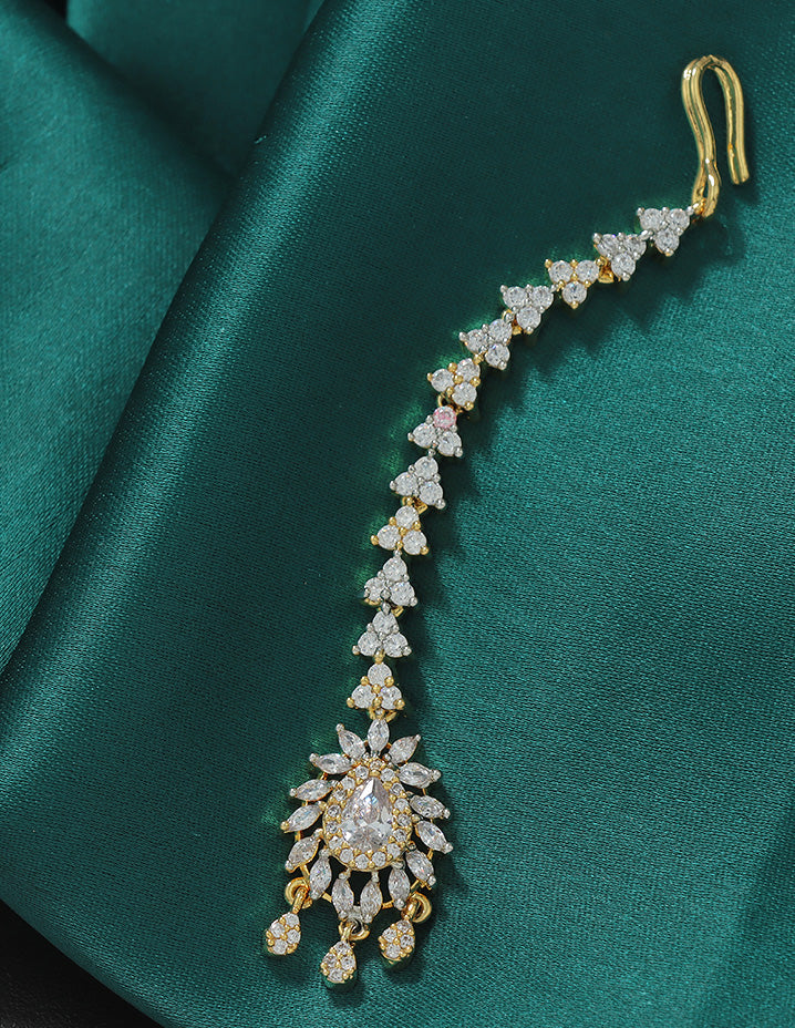 Designer Zirconia Floral Shaped Maang Tikka