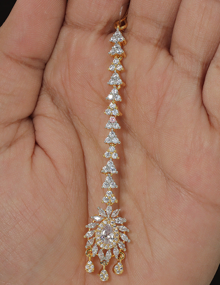 Designer Zirconia Floral Shaped Maang Tikka