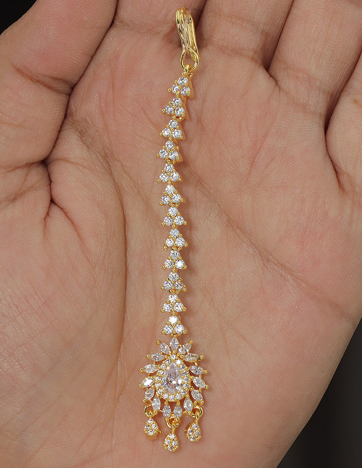 Designer Zirconia Floral Shaped Maang Tikka