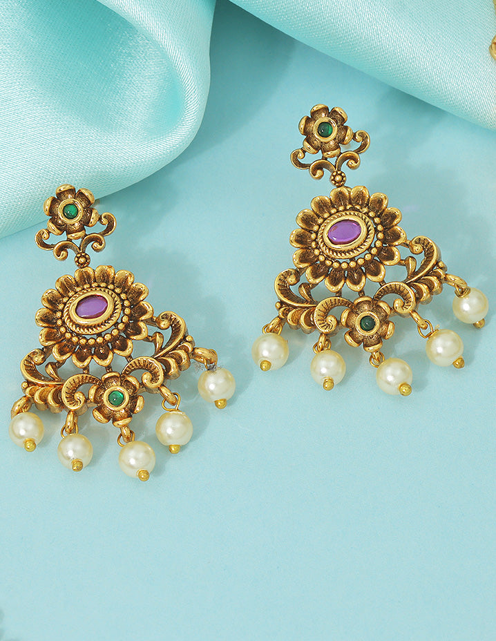 Designer Matt Ruby Kempu Necklace Set