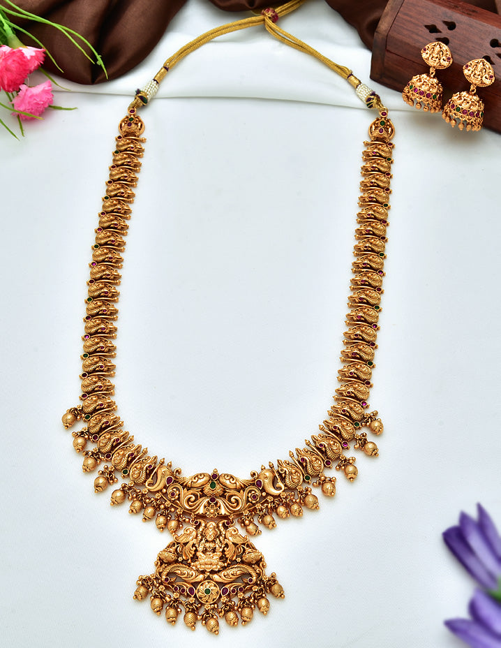 Antique Kempu Long Necklace Set