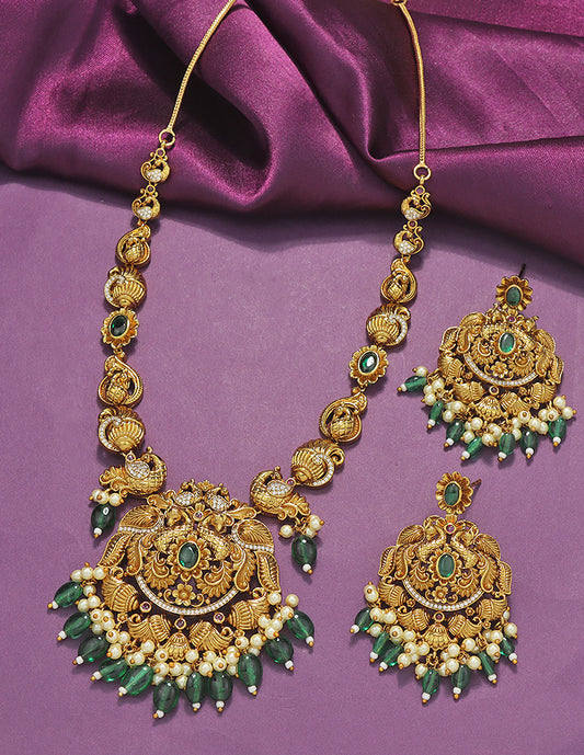 Designer Elegant Matt Kempu Necklace Set