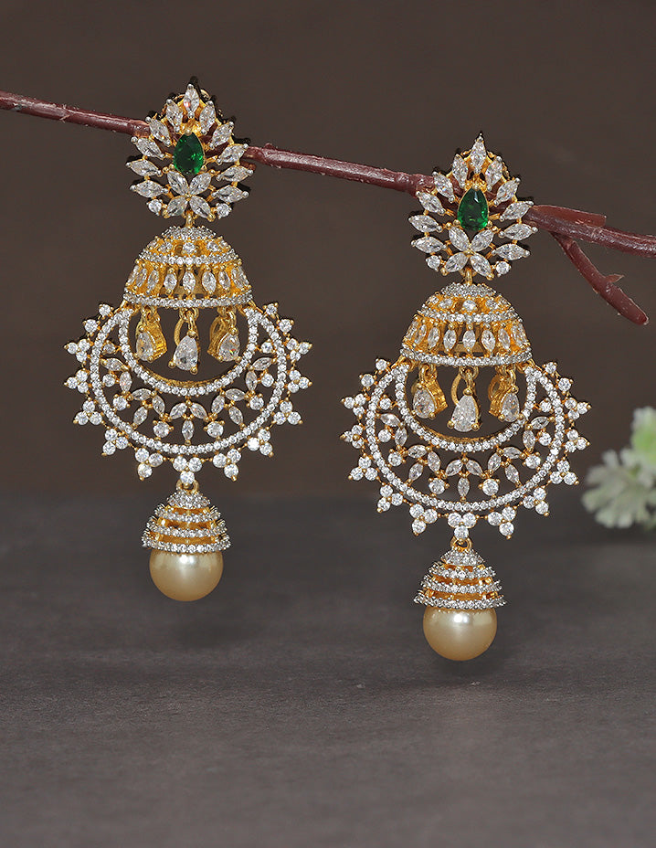 Designer Zirconia Emerald Empress Jhumka