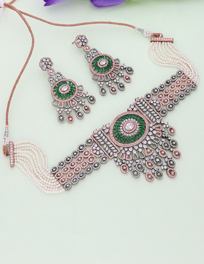 Zirconia Black Rose Choker Set