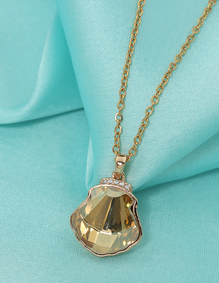 Swarovski Crystal Golden Seashell Luxe Chain Pendant – Violet