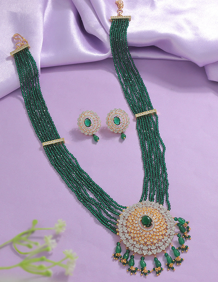 Designer Zirconia Emerald Radiance Beads Mala