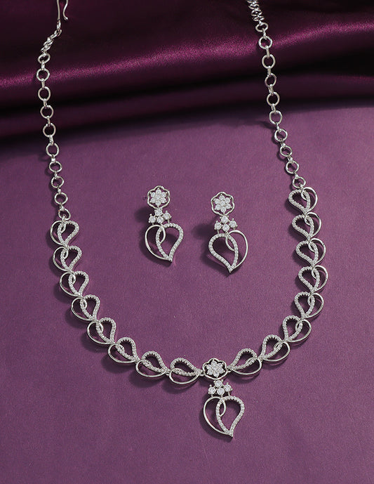 Designer Zirconia Crystal Heart Shaped Elegance Necklace Set