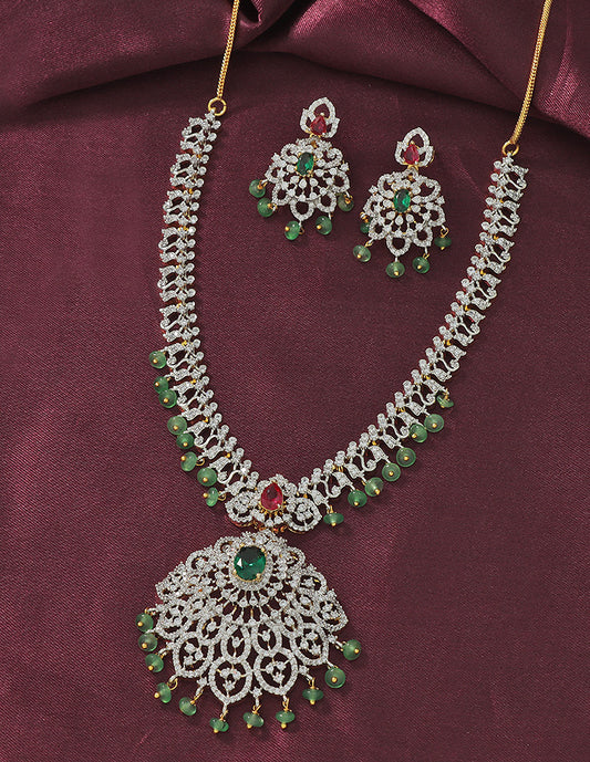 Designer GJ Polish Zirconia Necklace Set