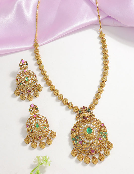 Designer Elegant Matt Kempu Necklace Set