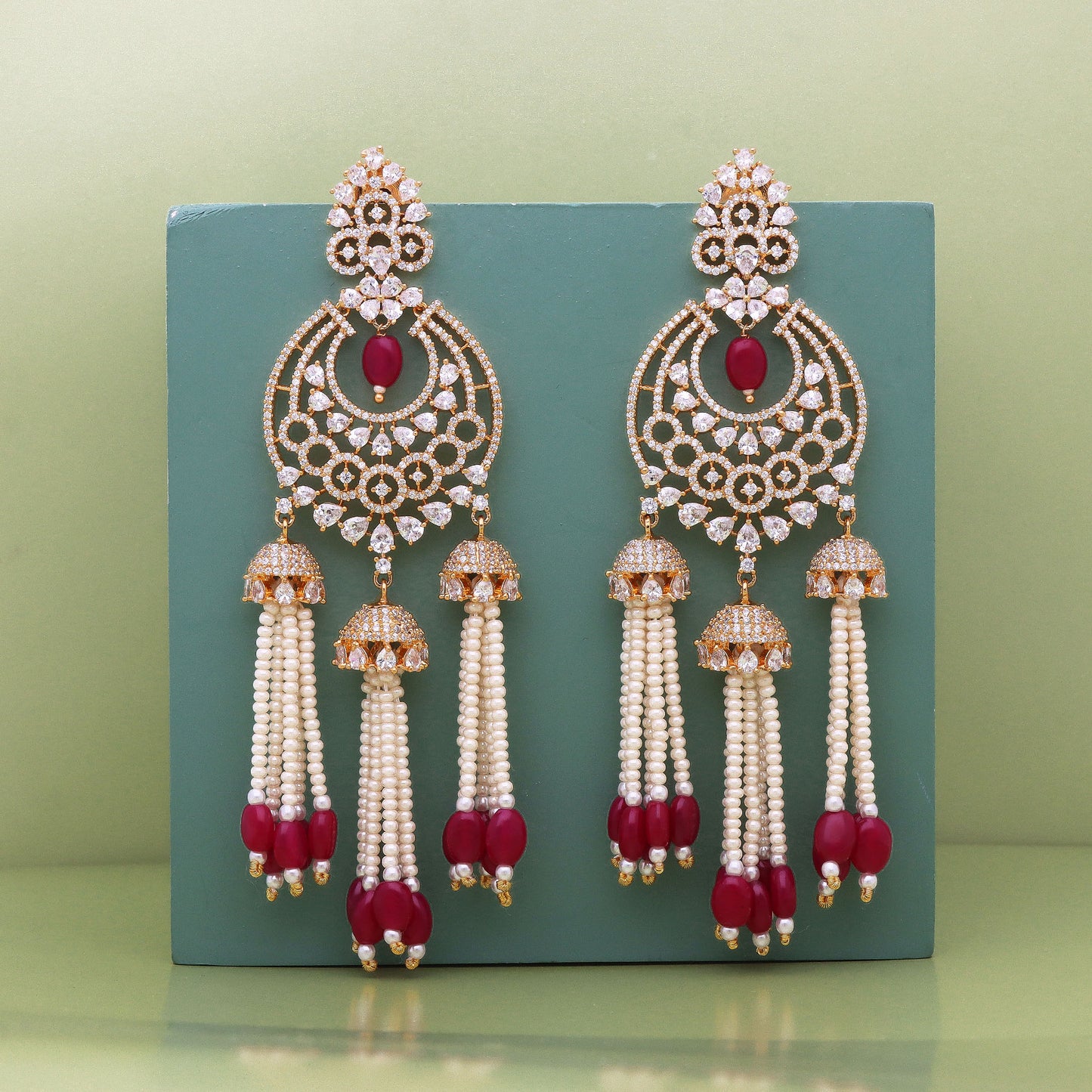 Zirconia Chandbali Earrings