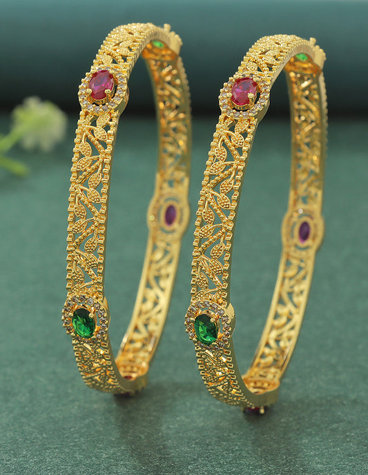 Designer Zirconia Gold Plated Bangles