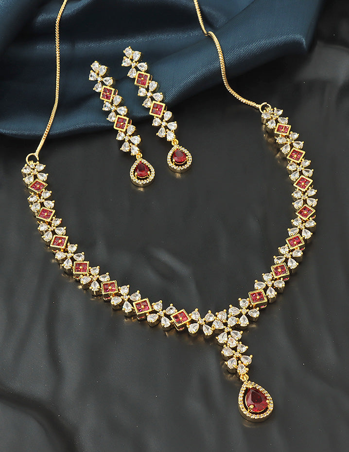 Designer Gold Polish Zirconia Necklace Set