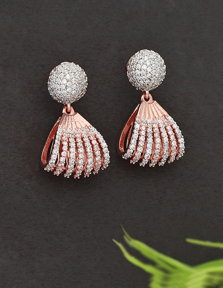 Zirconia RoseWhite Polish Dangler Earrings