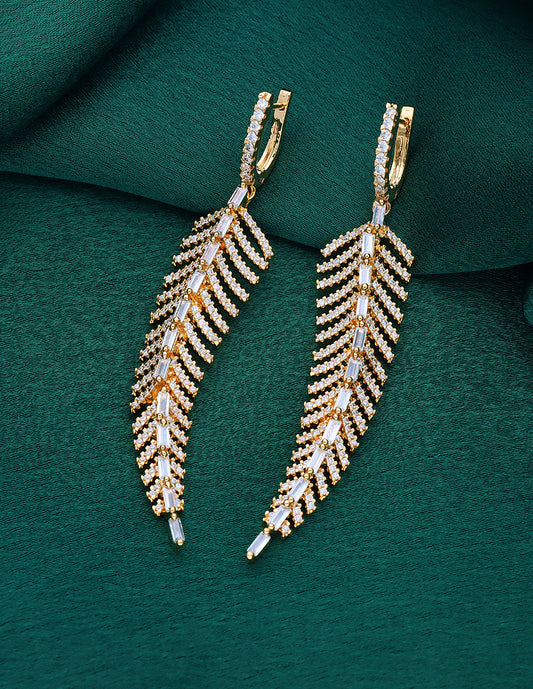 Designer Gold Polish Zirconia Dangler Earrings