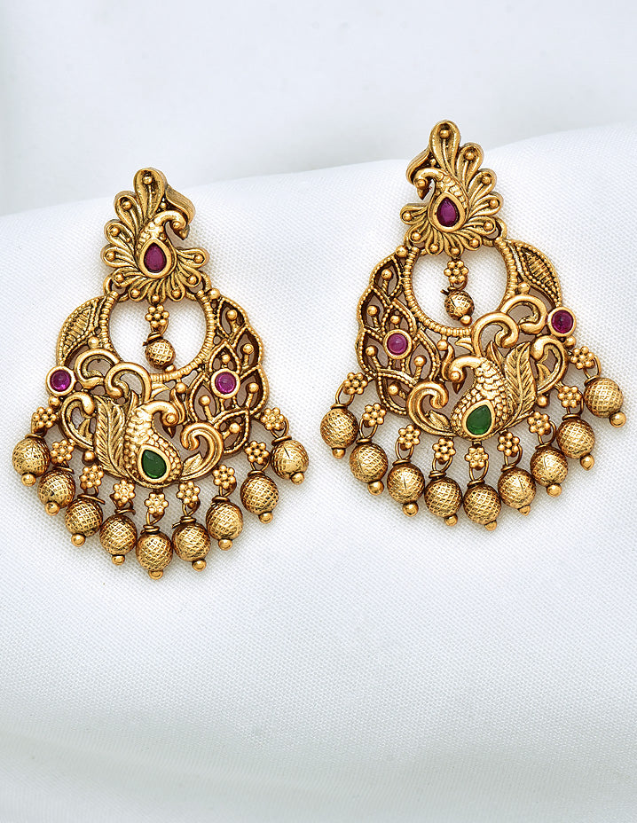 Designer Kempu Chandbali Earrings