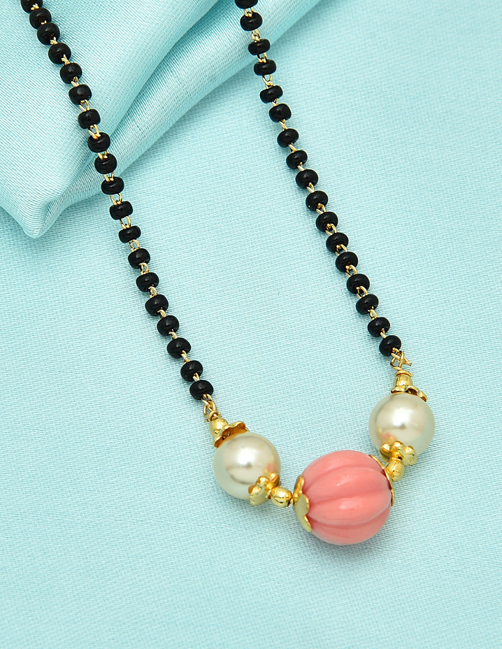 Designer Peach Black Beads