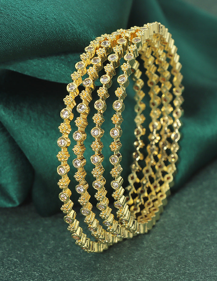 Designer Zirconia Crystal Charm set of 4 Bangles