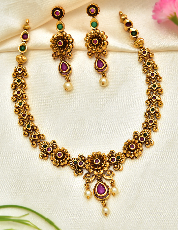 Antique Kempu Necklace Set
