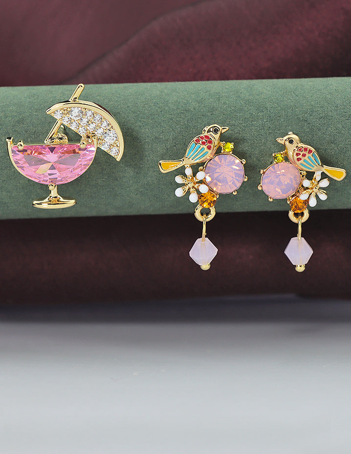 Designer Zirconia Earrings and Brooch Combo