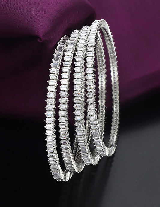 Designer Zirconia Rhodhium Plated Bangles