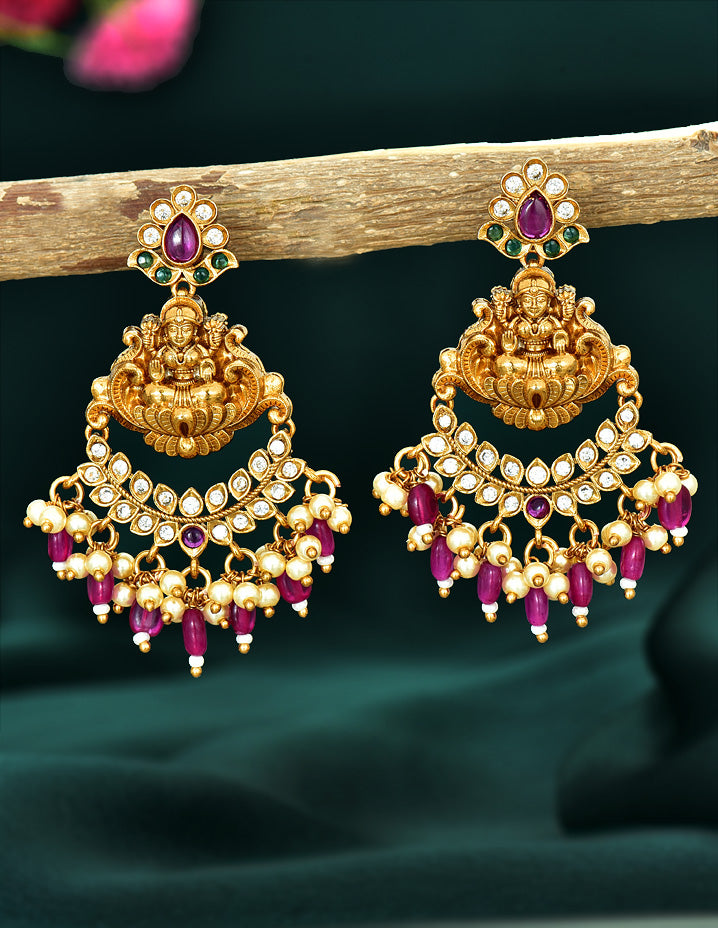 kempu Chandbali Designer Earrings