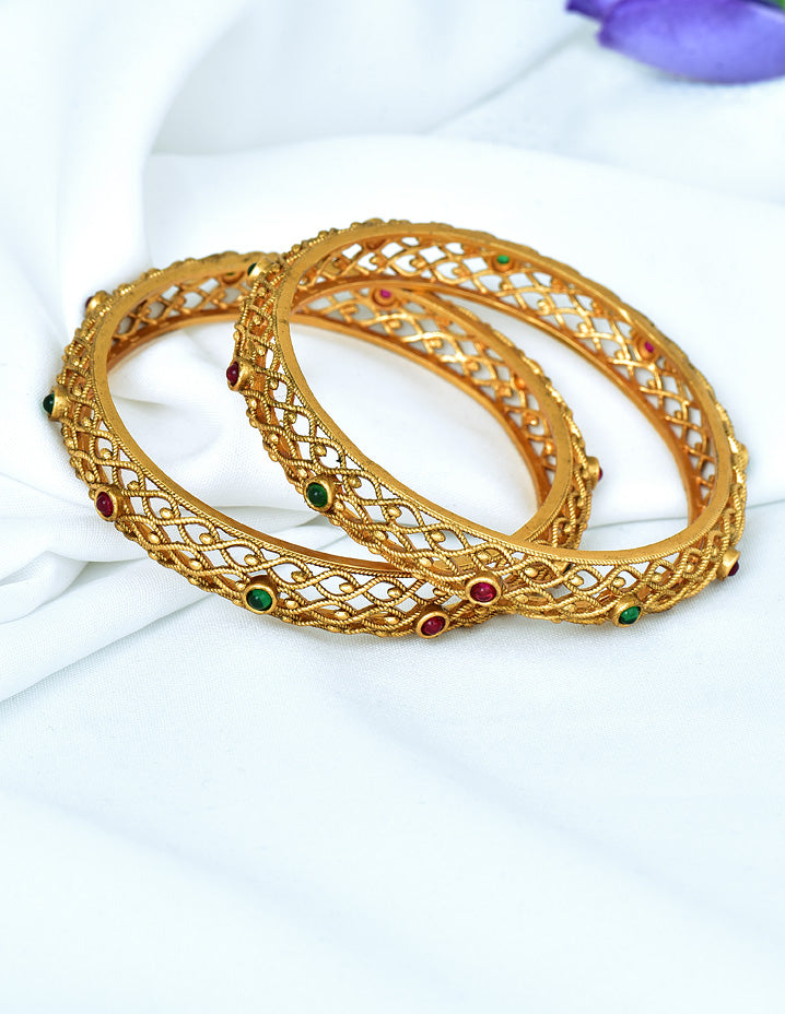 Antique Kempu Matt Bangles zbgl10917