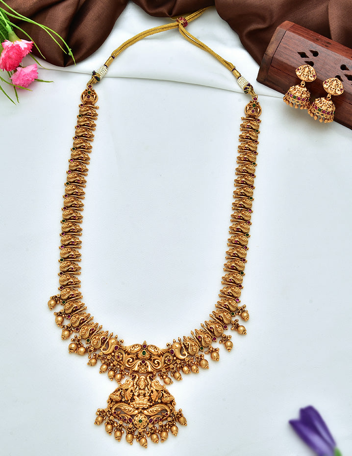 Antique Kempu Long Necklace Set