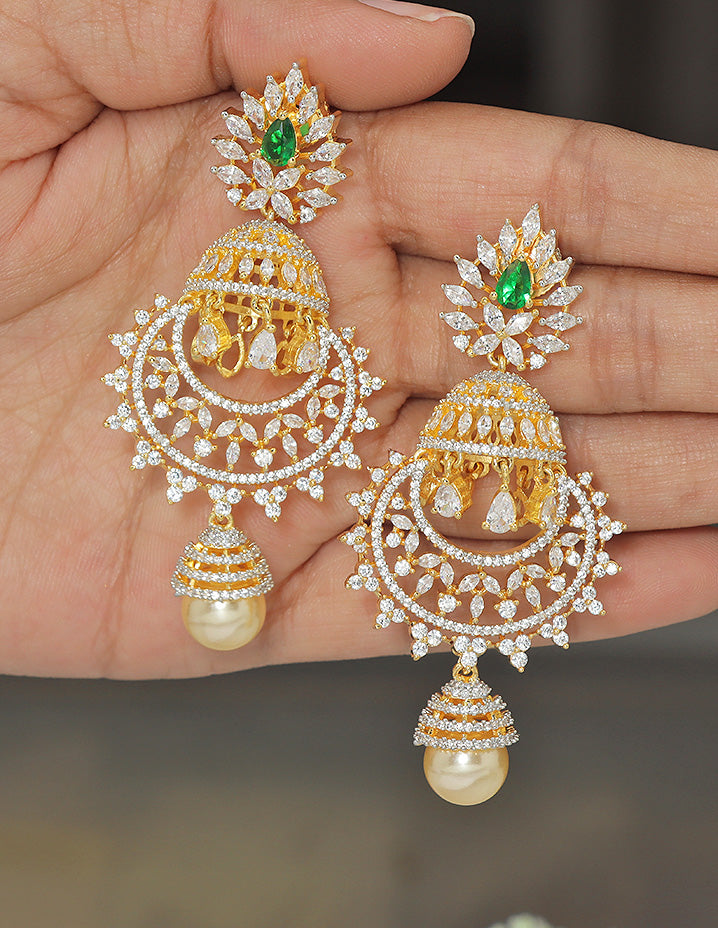 Designer Zirconia Emerald Empress Jhumka