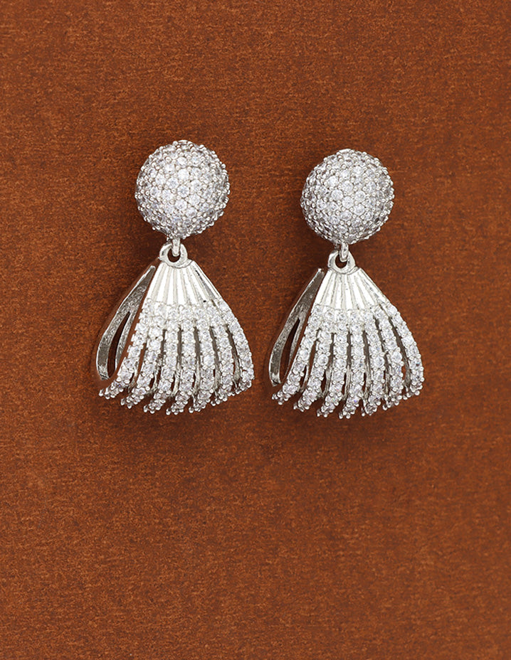 Zirconia Rhodhium Polish Dangler Earrings
