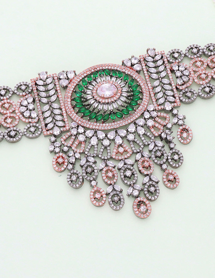 Zirconia Black Rose Choker Set