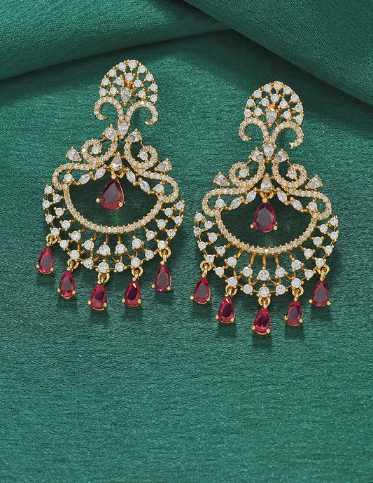 Designer Zirconia Halo Chandbali Earrings