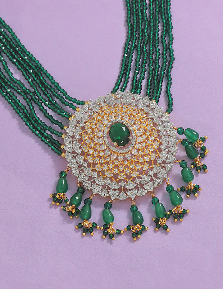 Designer Zirconia Emerald Radiance Beads Mala