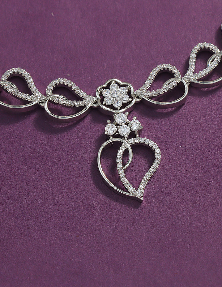 Designer Zirconia Crystal Heart Shaped Elegance Necklace Set