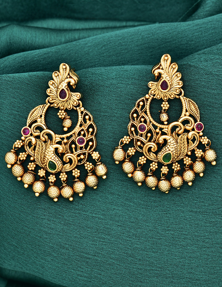 Designer Kempu Chandbali Earrings