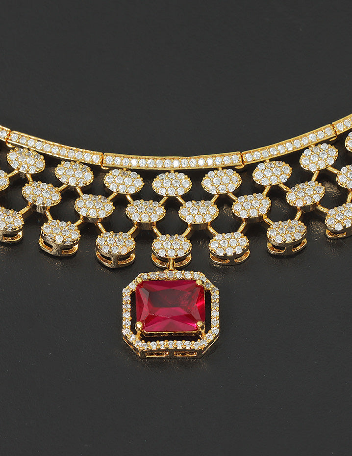 Designer Gold Polish Zirconia Necklace Set