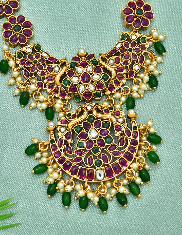 Designer Floral Matt Kempu Long Haaram