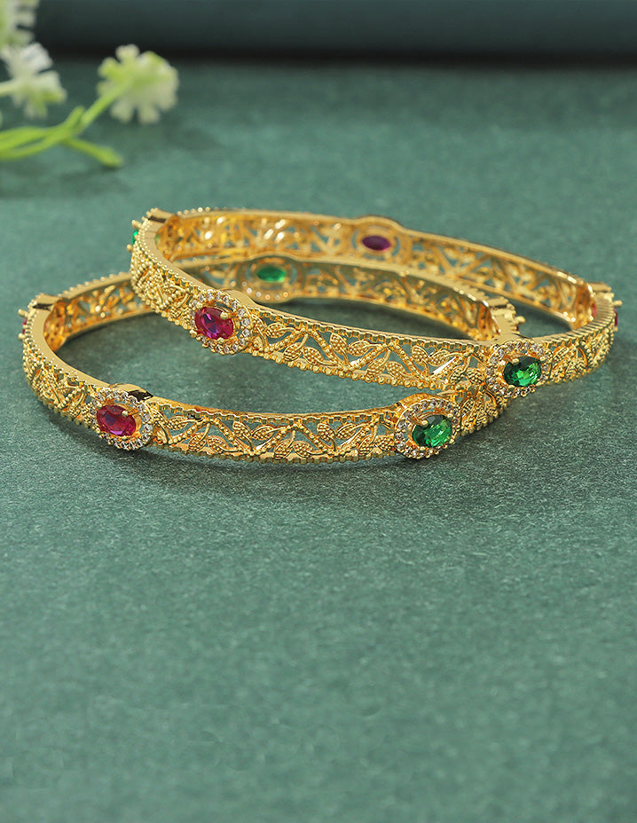 Designer Zirconia Gold Plated Bangles