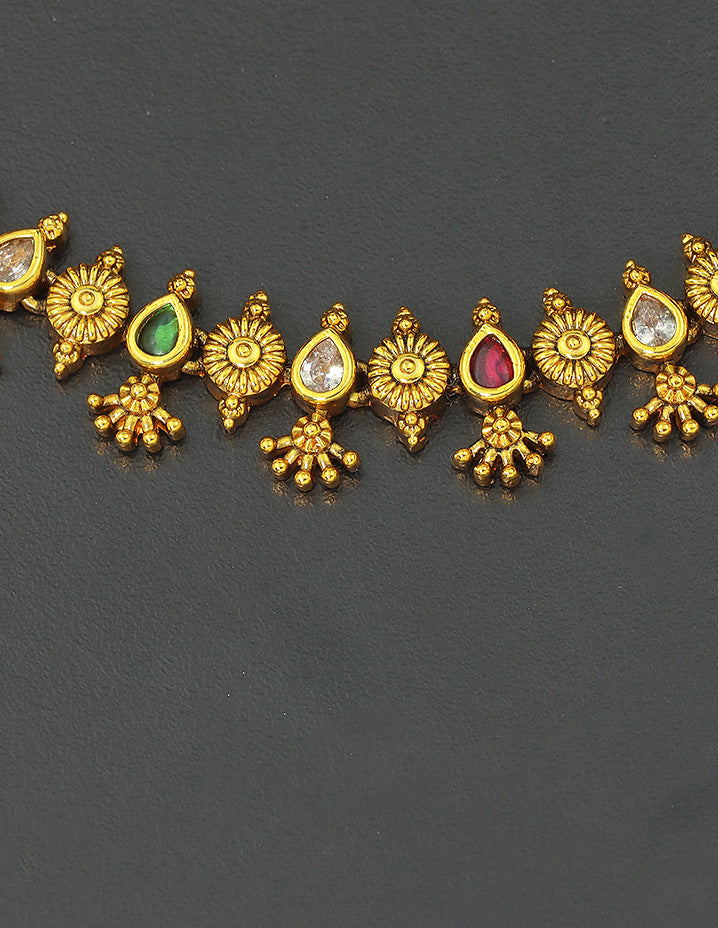 Peacock Charm Antique Kemp Traditional Kempu Anklets