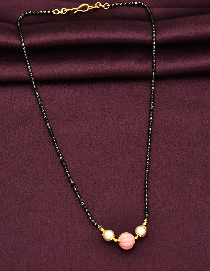 Designer Peach Black Beads