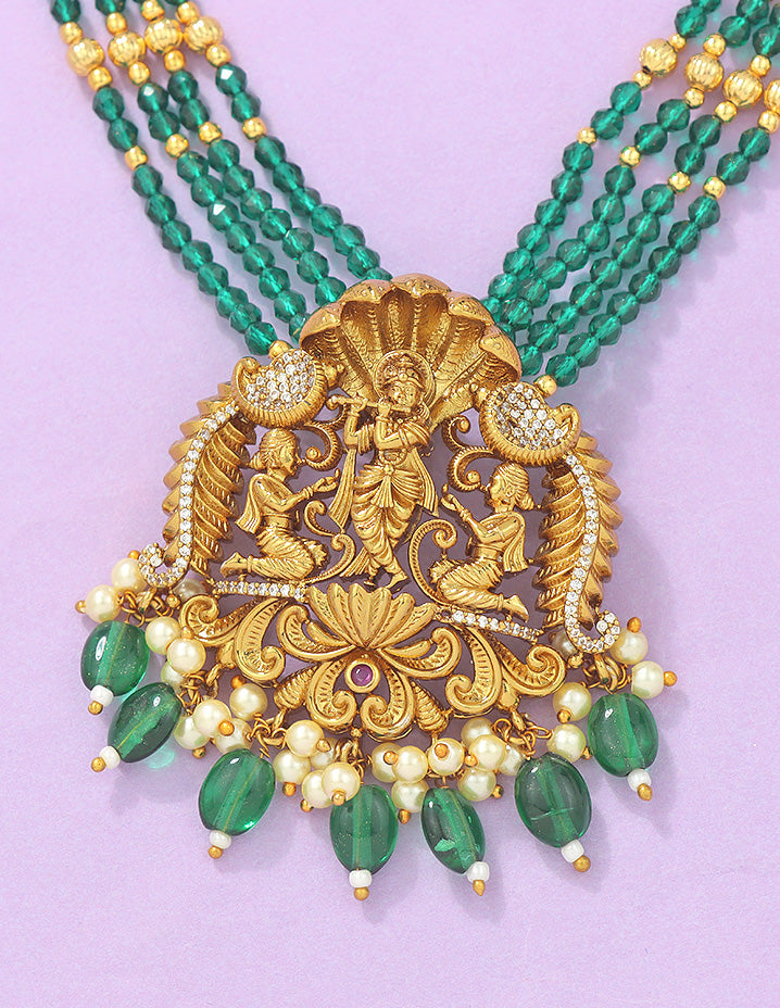 Designer Emerald Beads Mala