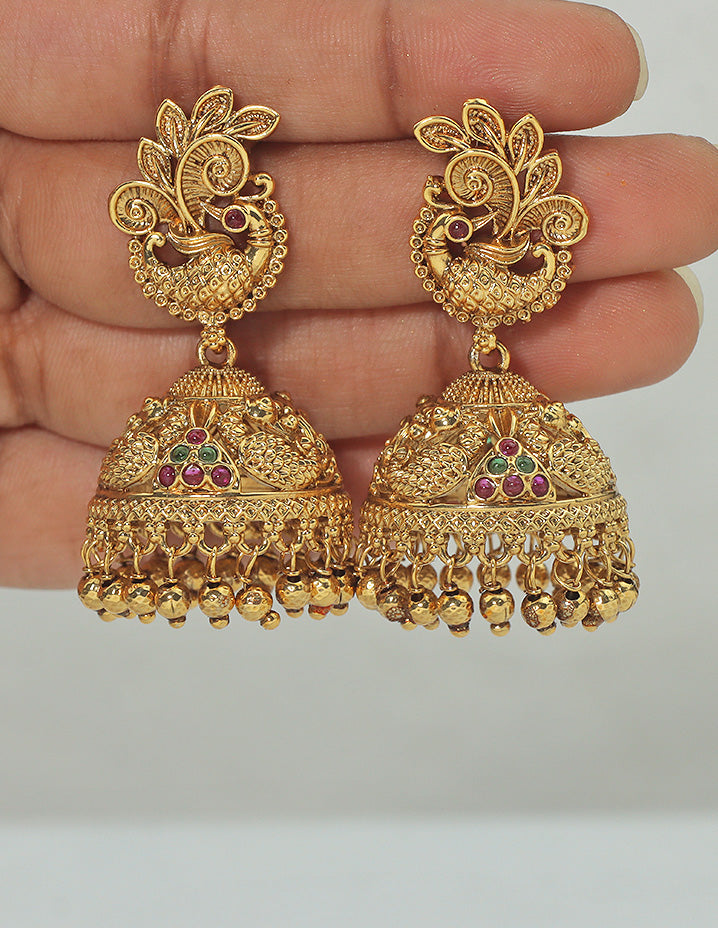 Designer Matt Kempu peacock Jhumka Earrings