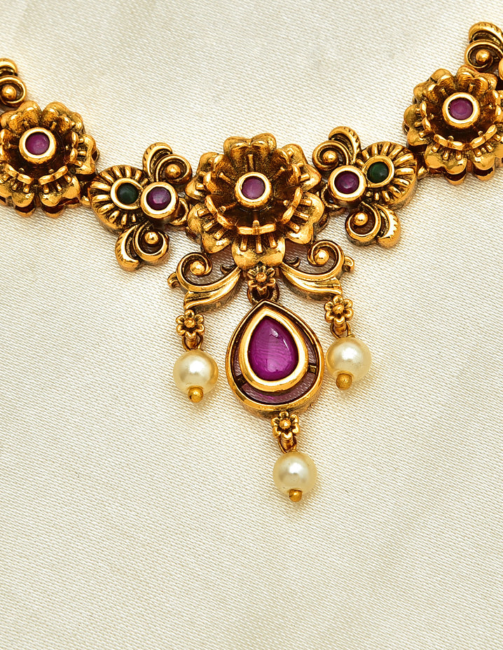 Antique Kempu Necklace Set