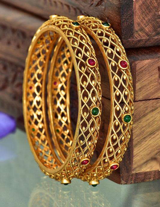 Designer Matt Antique Kempu Bangles