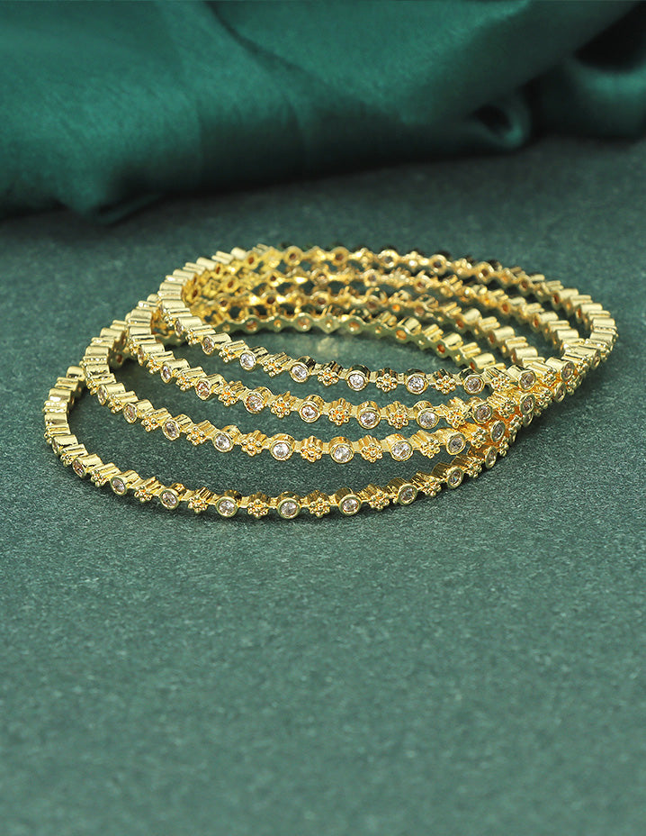 Designer Zirconia Crystal Charm set of 4 Bangles