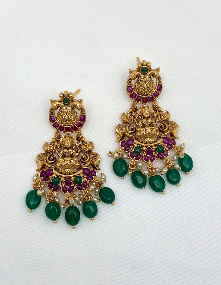 Antique Kempu Lakshmi Devi Pattern Long Haram